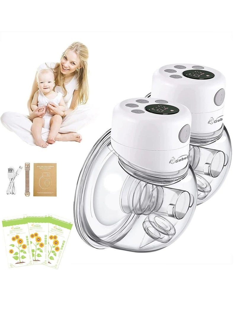 Gobell Double Breastfeeding Pump Electric , Hands Free, Pain Free, 2 Modes and 9 Levels + 30pcs Breastmilk Storage Bags - Image 1