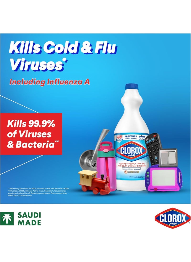 Clorox - Clorox Liquid Bleach 950ml, Kills 99.9% of Viruses and Bacteria, 48 Hours Prevents Bacteria Growth, Removes Stains - Image 1