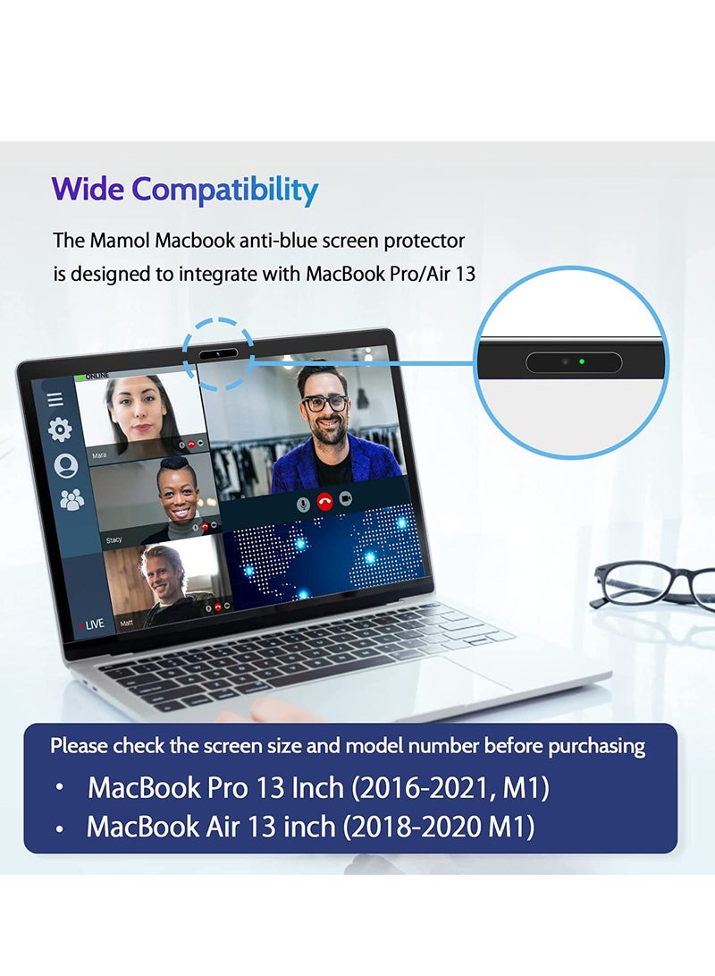 واقي شاشة مضاد للضوء الأزرق لجهاز MacBook Air مقاس 13 بوصة (2018 2019 2020 M1) وMacBook Pro مقاس 13 بوصة (M2 M1 2016-2022) مقاس 13.3 بوصة من Laotop 16:10 واقي للعين مضاد للتوهج - Image 5