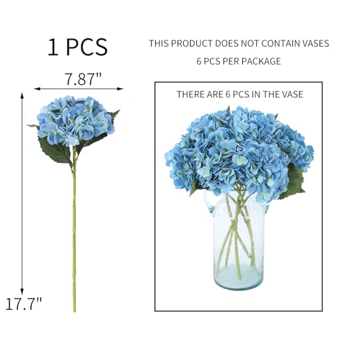 Kimura's Cabin Kimuras Cabin 6pcs Hydrangea Artificial Flowers Silk Faux Hydrangea Flowers with Stems Fake Hydrangeas for Wedding Bouquets Arrangement Home Table Centerpieces Baby Shower Party DecorationBlue - Image 3