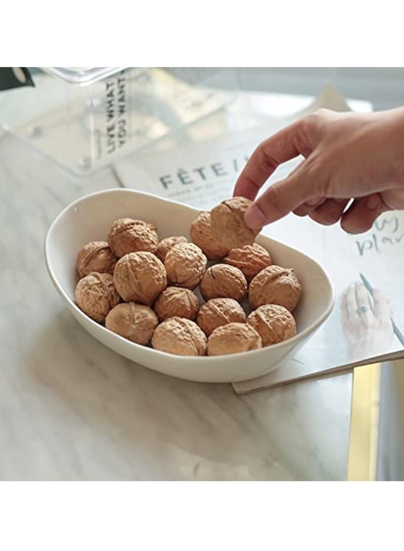 عربست وعاء فواكه سيراميك من 3 طبقات مع حامل خشب الخيزران لطاولة المطبخ، سلة فواكه مع حامل صينية تقديم قابلة للفصل، حلوى، فواكه، كيك، حلوى طقم حامل تخزين سيراميك - أبيض - Image 5