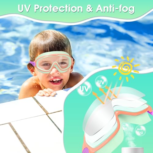 EverSport Goggles for Kids 6-14, 2 Pack Swimming Goggles, Clear Vision Anti-fog Pool Swim Goggles with Nose Cover Wide View Water Swim Mask for kids Toddler Girls Boys Teens age 4-7 8-14 8-12 3-5 3-6 - Image 4