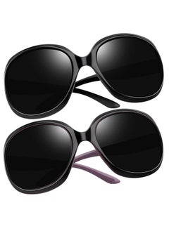 Joopin Oversized Sunglasses Polarized, Fashion Big Chunky Shades For Women, Full Coverage Ladies Large Shades Sun Glasses (Black+Black Purple)  - Image 1