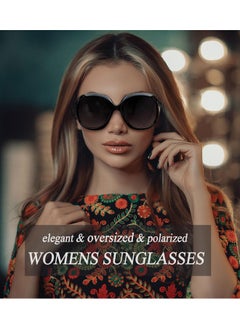 Joopin Oversized Sunglasses Polarized, Fashion Big Chunky Shades For Women, Full Coverage Ladies Large Shades Sun Glasses (Black+Black Purple)  - Image 2