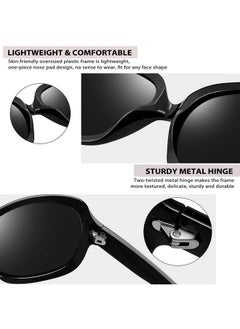 Joopin Oversized Sunglasses Polarized, Fashion Big Chunky Shades For Women, Full Coverage Ladies Large Shades Sun Glasses (Black+Black Purple)  - Image 4