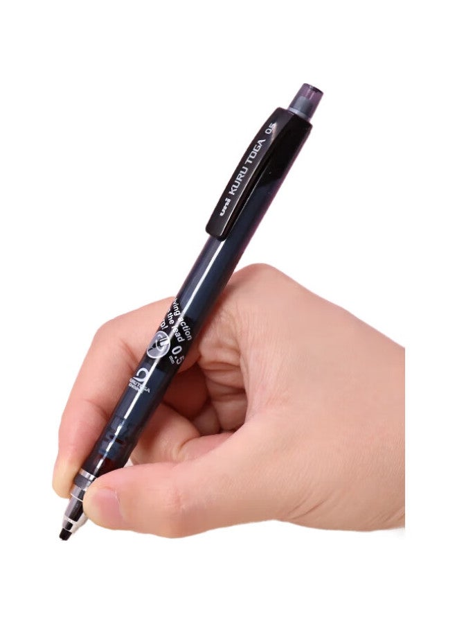 Uni قلم رصاص أوتوماتيكي من ميتسوبيشي (يوني) سلسلة كورو توغا M5-450T بزاوية دوران أوتوماتيكية 0.5 مم شفاف أسود عبوة فردية - Image 1