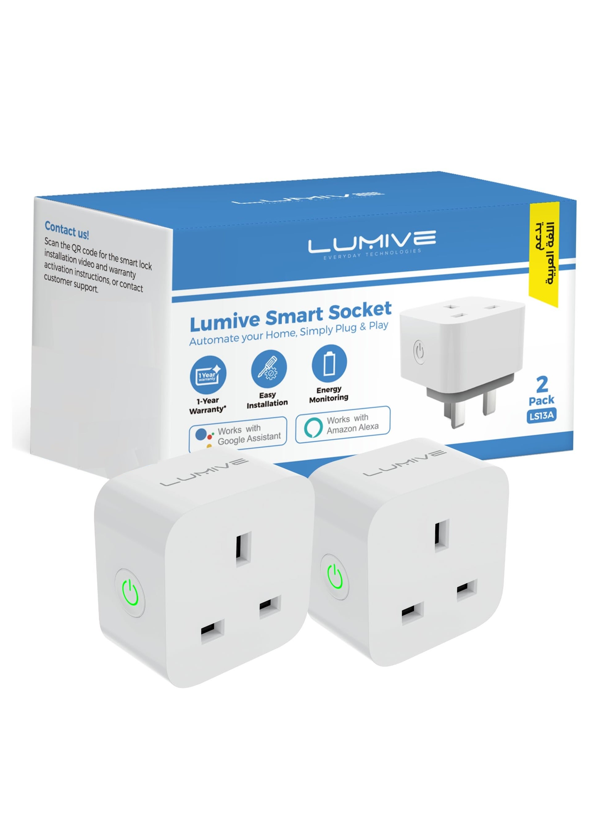 Lumive Smart Plug Support Alexa Google Home WiFi Smart Home Timer Remote Control Electricity Consumption Monitoring 13A 110V/220V 