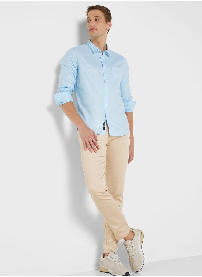 Thomas Scott - Spread Collar Classic Slim Fit Pure Cotton Casual Shirt - Image 1