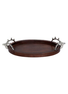 Joy Decor Tray, Walnut & Silver - 42x21x9 cm