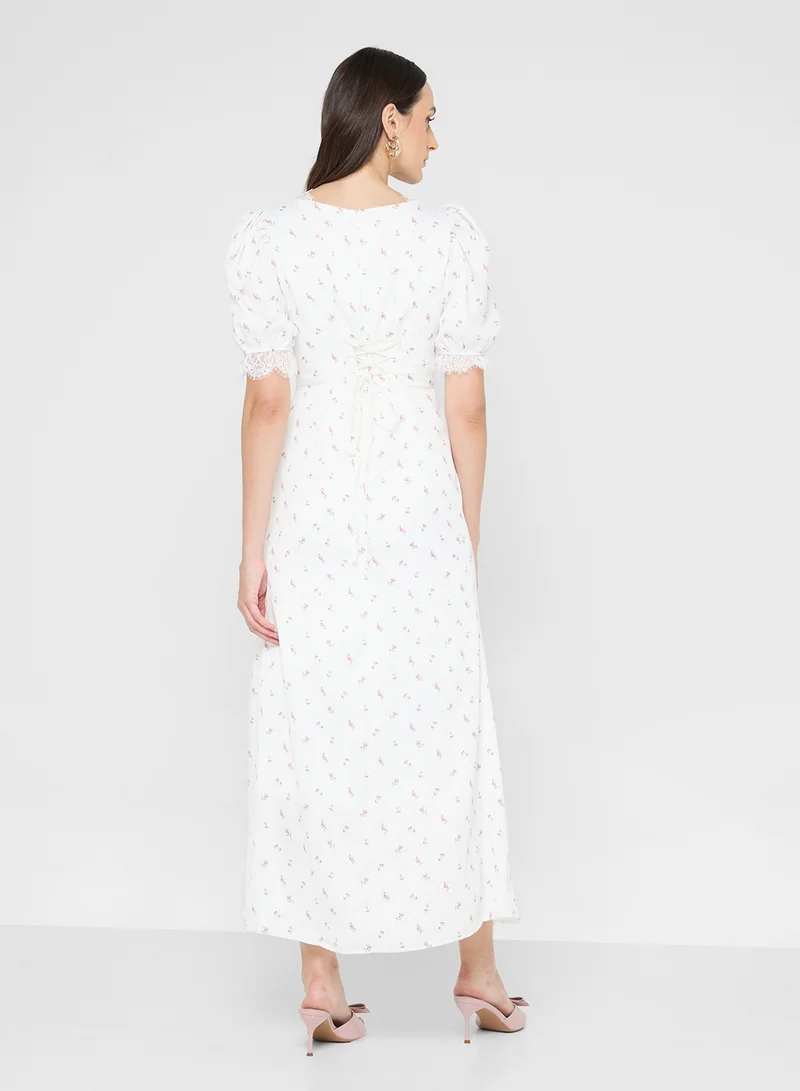 ايلا Ditsy Print Dress With Back Tie Detail