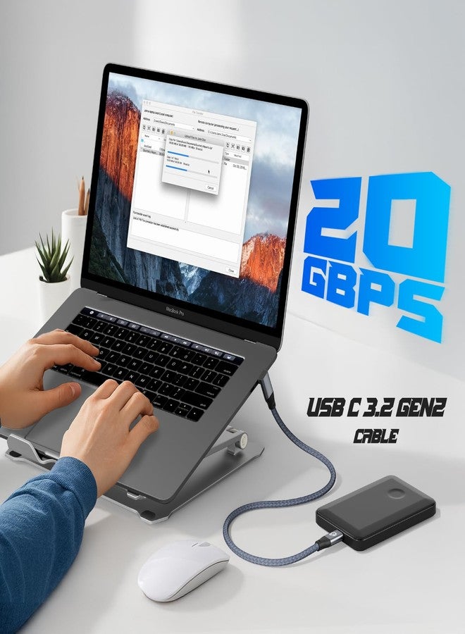 UseBean USB C 90 Degree Cable 1ft, 90° Short USBC to USBC 3.2 Gen 2x2 20Gbps Data Transfer Cable, 5K/4K 60Hz Monitor Cord, 240W PD Type C Rapid Charging Cord for iPhone 16 Pro Max, iPad, MacBook - Image 4