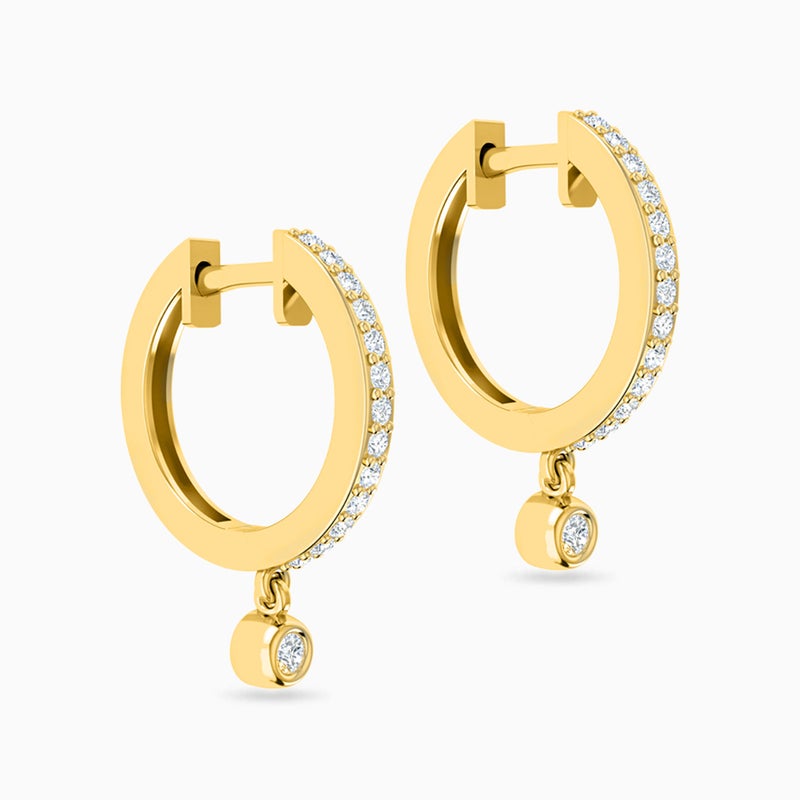 Miss L' by L'azurde Circle Diamonds Hoop Earrings in 18K Gold - Image 3