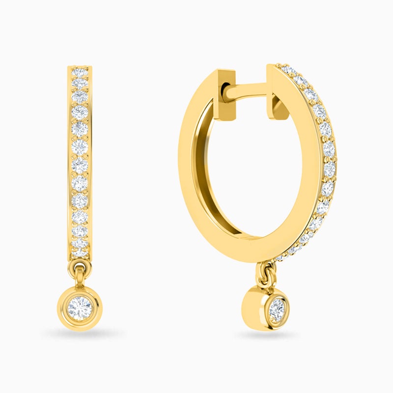 Miss L' by L'azurde Circle Diamonds Hoop Earrings in 18K Gold - Image 1