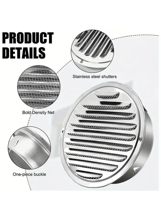 2pcs 150mm Stainless Steel Ventilation Grille Silvery Round Air Vent Cover - Image 5