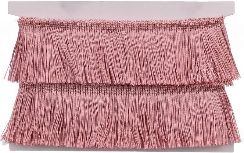None/Brand Fringe Trim Tassel Lace 2.5Inch Width 5 Yards Long for Clothes Accessories Latin Wedding Dress and DIY Lamp Shade Decoration (Blush, 2.5Inch) - Image 1