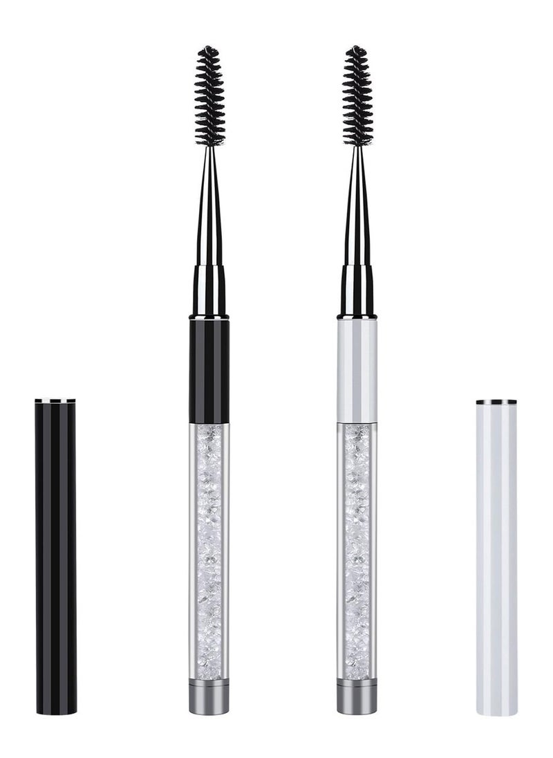 Generic - 2-Pack Reusable Eyelash & Eyebrow Brushes with Tubes, Bendable Mascara Wands for Extensions, Travel-Friendly Black/White Set - Image 1