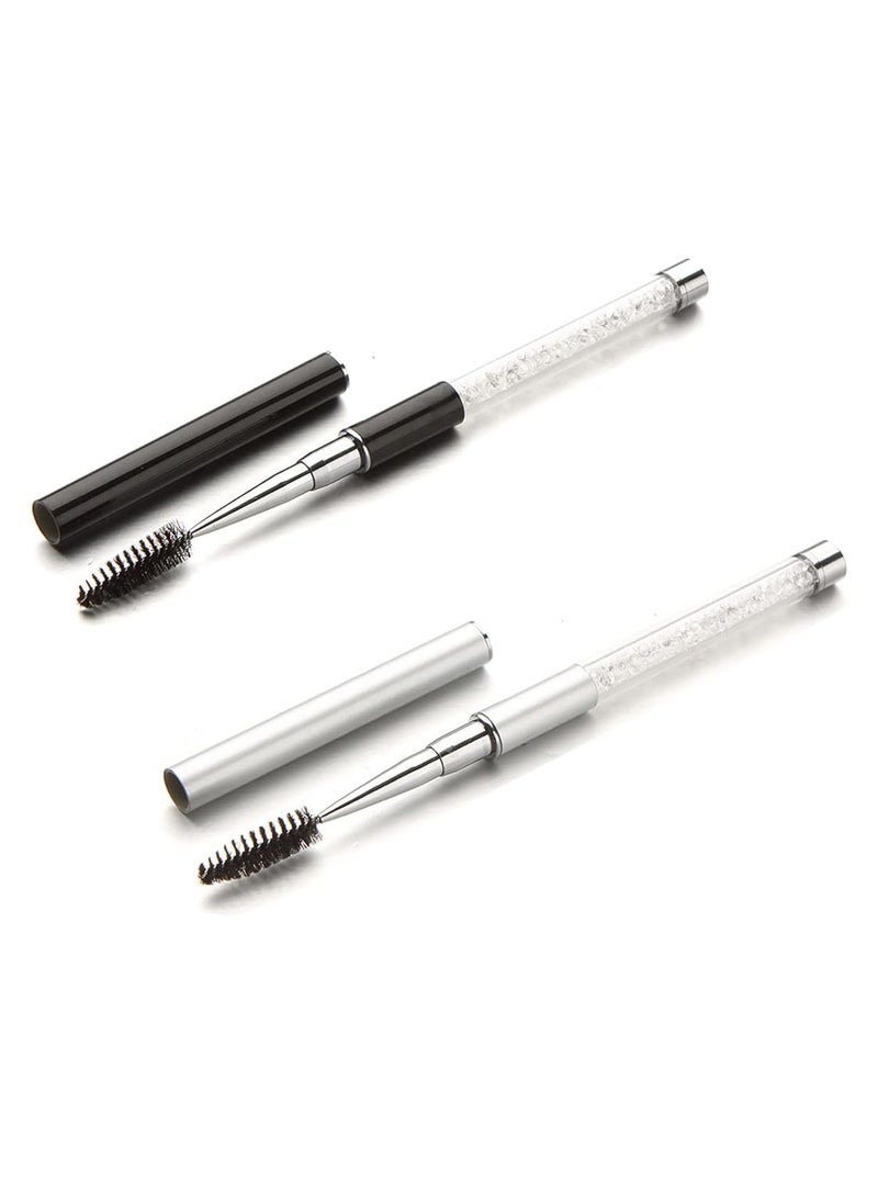 Generic - 2-Pack Reusable Eyelash & Eyebrow Brushes with Tubes, Bendable Mascara Wands for Extensions, Travel-Friendly Black/White Set - Image 1