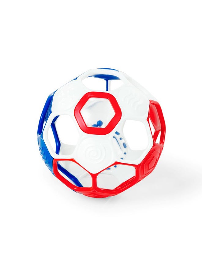 Bright Starts - Oball Grippin' Goals Rattle Soccer Ball - Red, White & Blue, Easy-Grasp Toy for Newborn and Up - Image 1