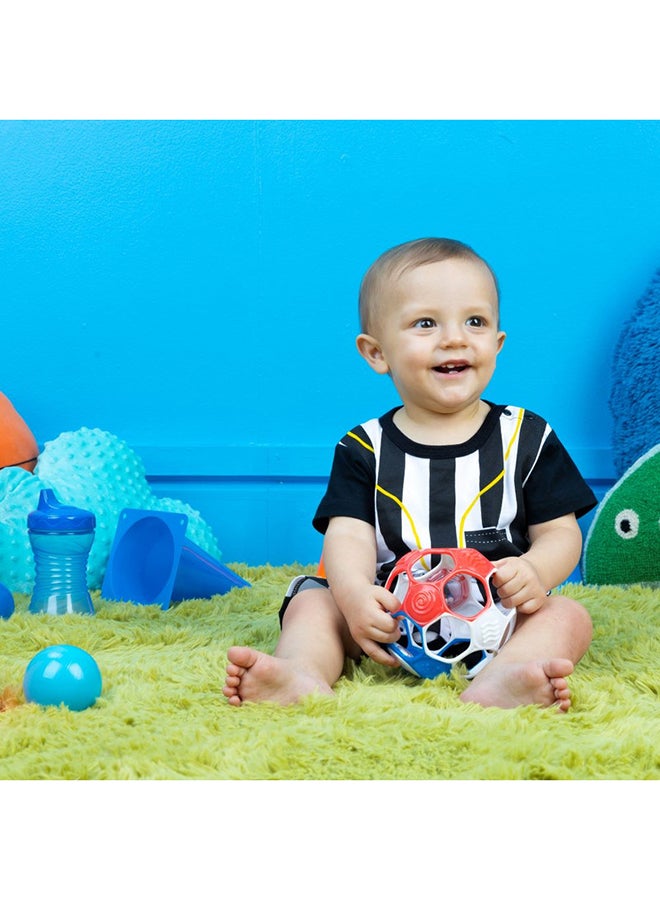 Bright Starts - Oball Grippin' Goals Rattle Soccer Ball - Red, White & Blue, Easy-Grasp Toy for Newborn and Up - Image 5