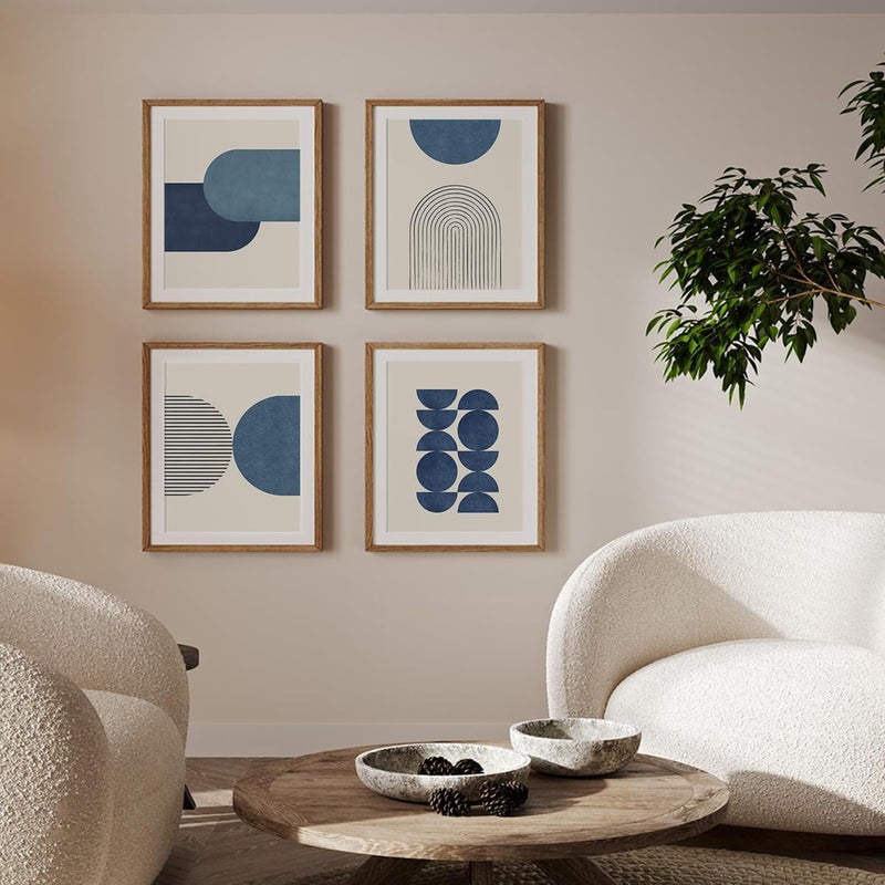 PLKMN Navy Blue Abstract Wall Art Decor Set of 4 - Bathroom Decor, Boho Minimalist Wall Art Prints for Bedroom Living Room 8x10 (Unframed) - Image 4