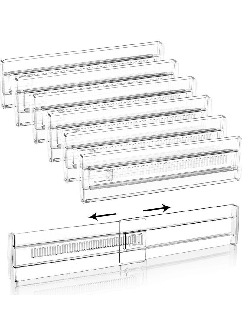 6 حزمة الدرج المقسمات منظم ، قابل للتعديل 3.2 عالية قابلة للتوسع من 12-21 "منظم ، واضح الدرج البلاستيكية الفاصلات للملابس وأدوات المطبخ وتخزين المكتب - Image 1