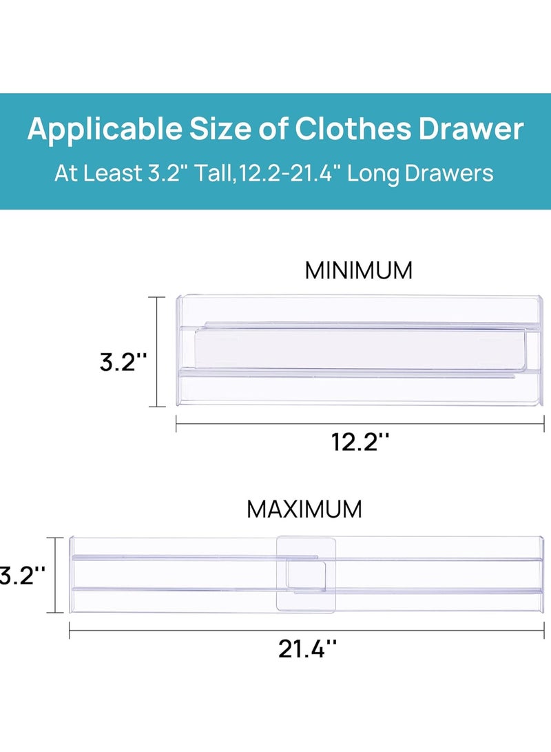 6 حزمة الدرج المقسمات منظم ، قابل للتعديل 3.2 عالية قابلة للتوسع من 12-21 "منظم ، واضح الدرج البلاستيكية الفاصلات للملابس وأدوات المطبخ وتخزين المكتب - Image 3