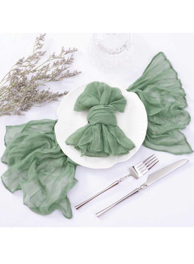 Pleated Napkin Table Cloth Decoration Wedding Party Evening Napkin Table Runner Green - Image 2