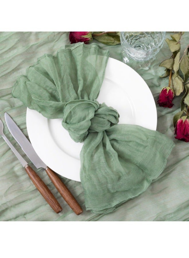 Pleated Napkin Table Cloth Decoration Wedding Party Evening Napkin Table Runner Green - Image 1