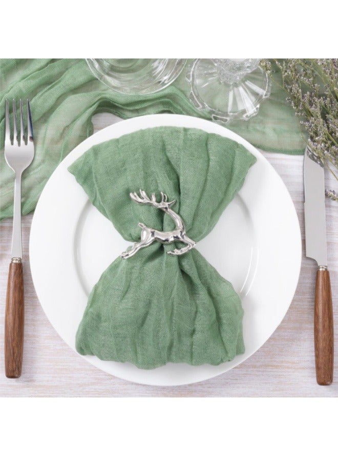 Pleated Napkin Table Cloth Decoration Wedding Party Evening Napkin Table Runner Green - Image 5