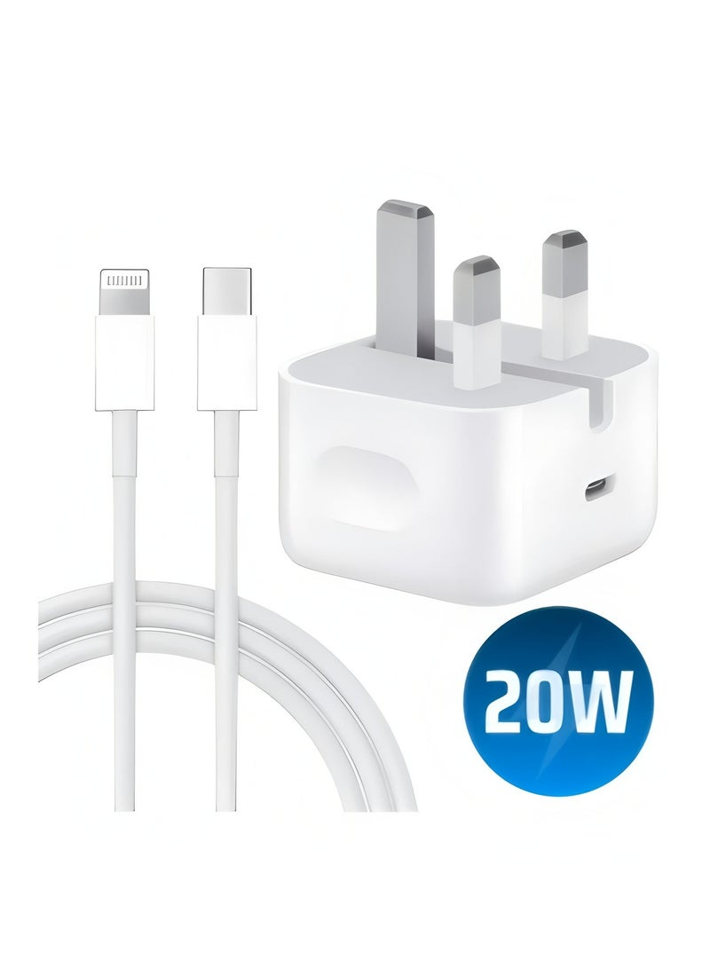Apluynm iPhone 20W Fast Charger | USB C Wall Fast Charger with USB C to Lightning Cable Compatible with iPhone 14/14 Pro/14 Pro Max/13/12/SE2020/11/XR/XS Max/X/iPad - Image 1