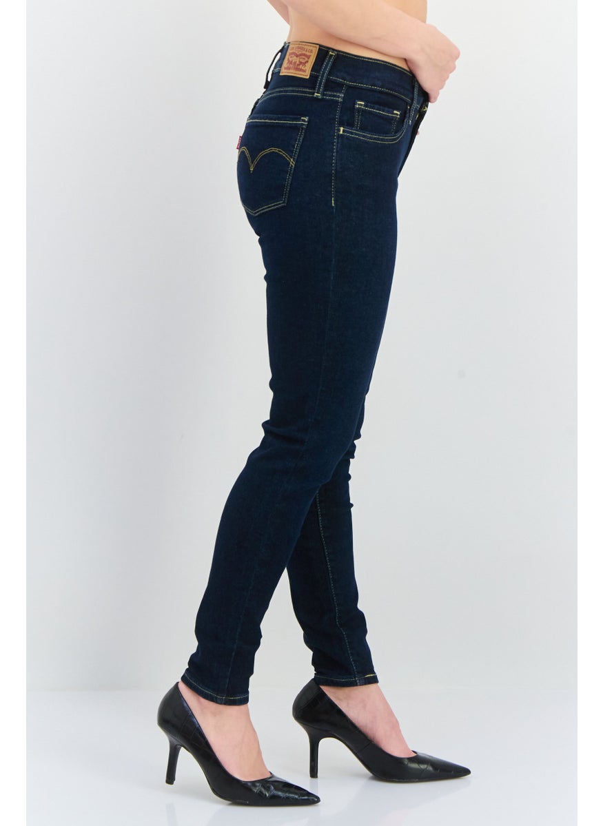 Levi's - Women Skinny Fit Mid Rise Stretch Jeans, Navy - Image 1