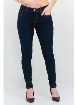 Women Skinny Fit Mid Rise Stretch Jeans, Navy