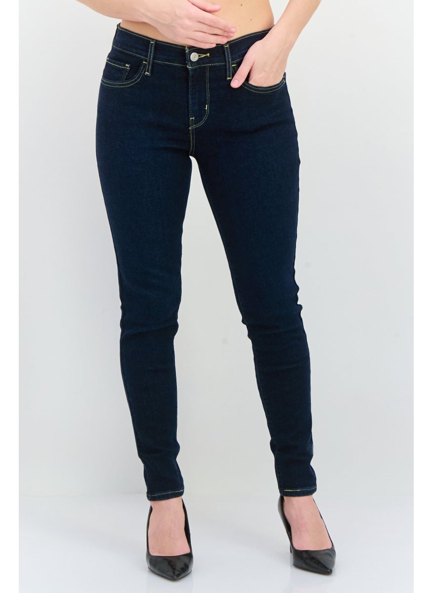 Levi's - Women Skinny Fit Mid Rise Stretch Jeans, Navy - Image 1