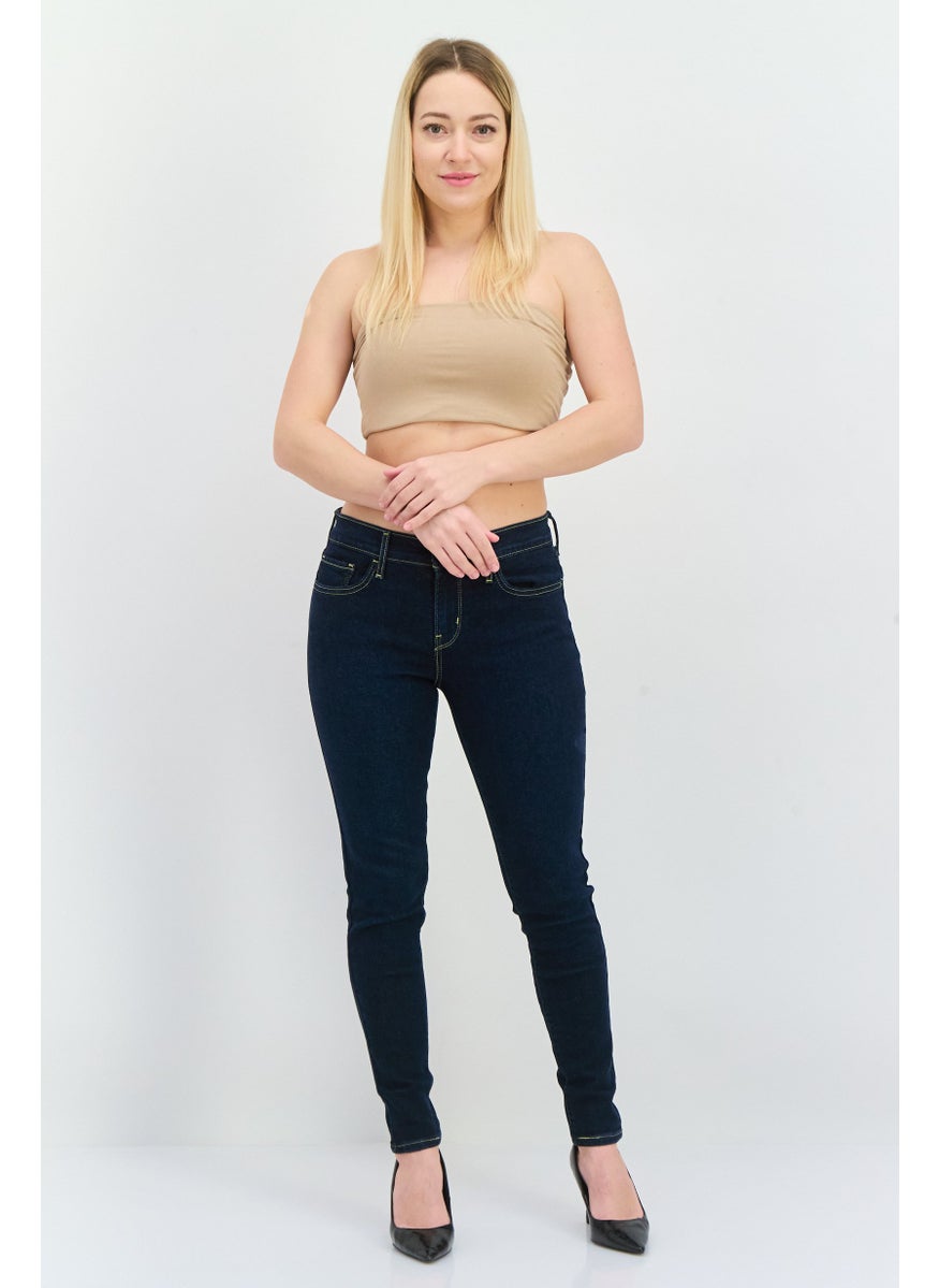 Levi's - Women Skinny Fit Mid Rise Stretch Jeans, Navy - Image 1