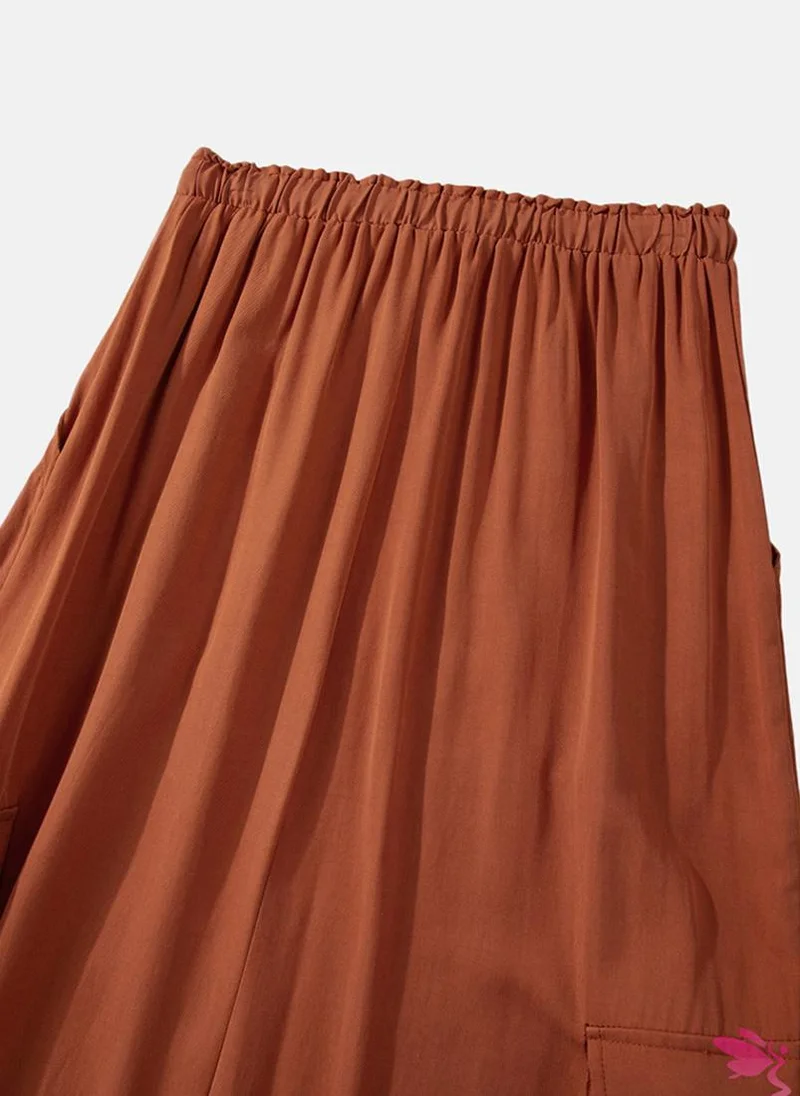 YUNIQEE Rust Plain Cargo Maxi Skirt