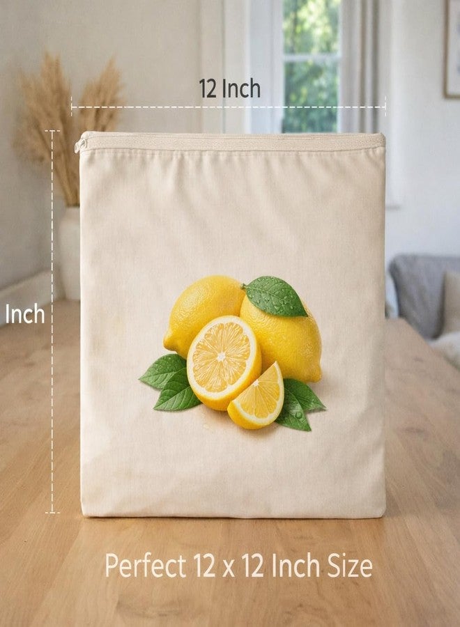 ZEVESTY Reusable Vegetable Storage Bags (10 PCS Set) | Eco-Friendly,Washable,Breathable Zipper Cloth Bags For Fridge | Printed Vegetable Labels In Bag | Mesh Produce Bags | 12x12 Inch 100% Cotton - Image 3