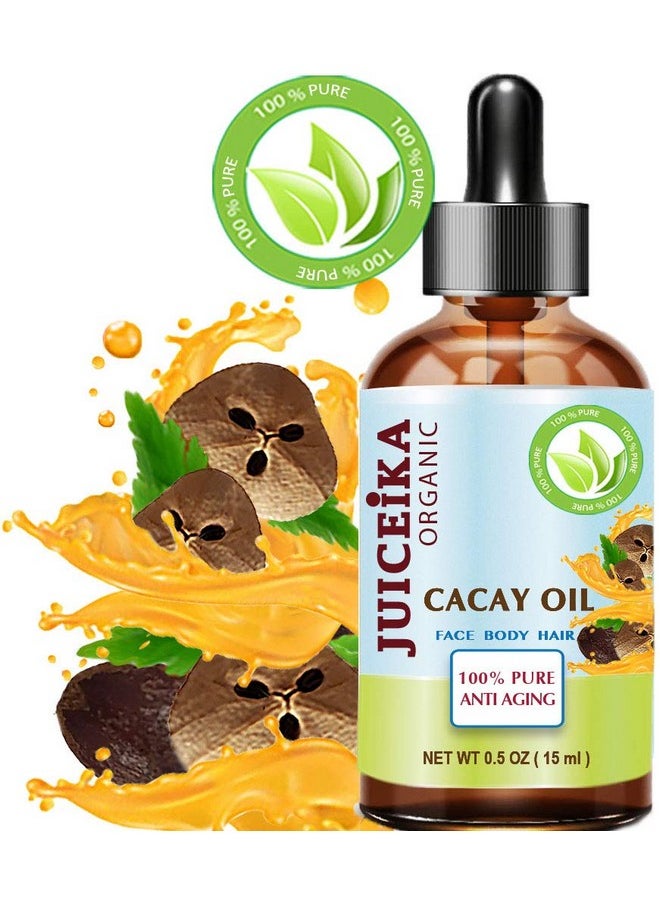 juiceika - Cacay Oil 100% Pure Natural Virgin Unrefined Coldpressed Carrier Oil 0.5 Fl Oz 15 Ml For Face Skin Body Hair Lip Nails - Image 1