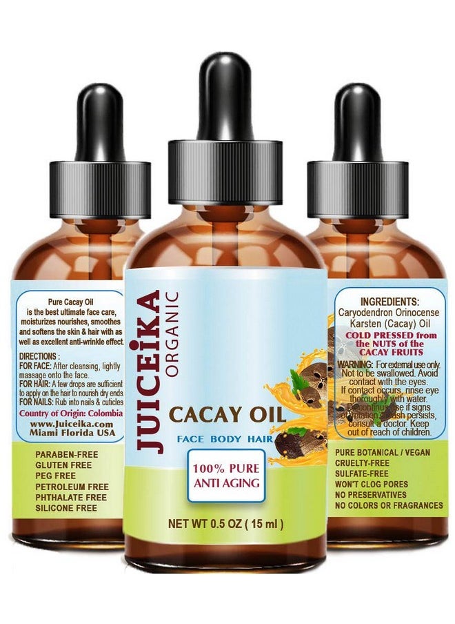 juiceika - Cacay Oil 100% Pure Natural Virgin Unrefined Coldpressed Carrier Oil 0.5 Fl Oz 15 Ml For Face Skin Body Hair Lip Nails - Image 1