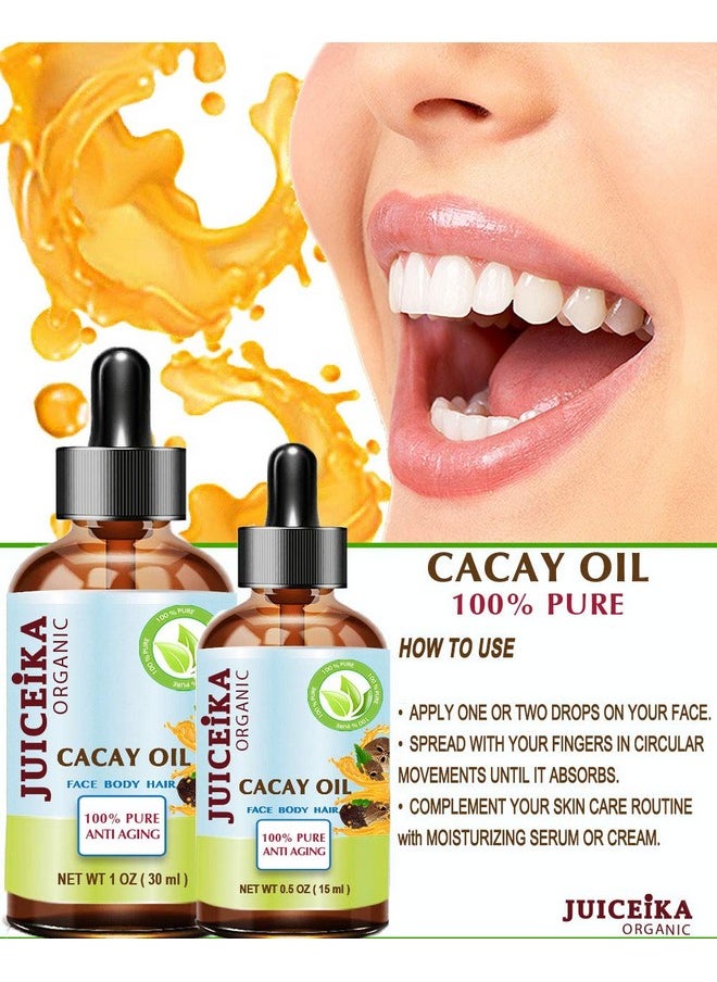 juiceika - Cacay Oil 100% Pure Natural Virgin Unrefined Coldpressed Carrier Oil 0.5 Fl Oz 15 Ml For Face Skin Body Hair Lip Nails - Image 1