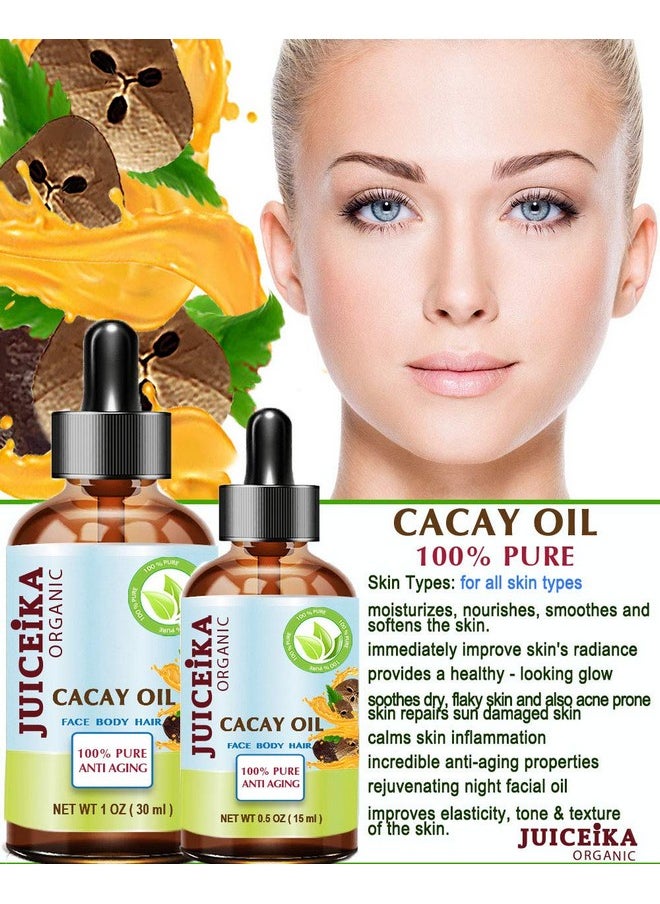 juiceika - Cacay Oil 100% Pure Natural Virgin Unrefined Coldpressed Carrier Oil 0.5 Fl Oz 15 Ml For Face Skin Body Hair Lip Nails - Image 1