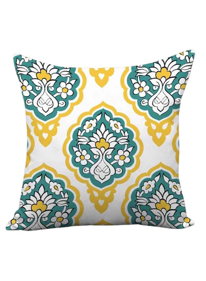 Sharpdo Decorative Printed Pillowcase White/Yellow/Blue 45 x 45cm