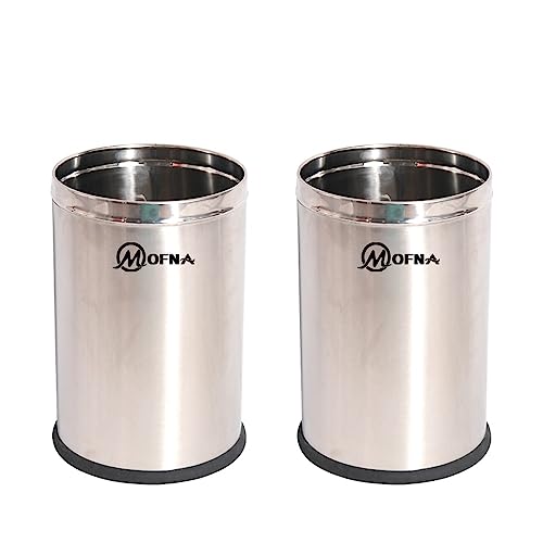 Mofna Stainless Steel Solid Open Dustbin 10x14 Inch, 18 Liter Trash can Garbage Bin Paper Bin for Home, Office, Kitchen, Bathroom Perfect for Small Spaces - Image 1