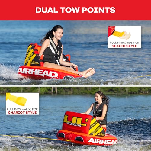 Airhead Lil Mable Tailgate Towable Tube for Boating 1 Rider Inflatable Boat Tube for Water Tubing Heavy Duty Full Nylon Cover EVA Foam Pads Dual Tow Point Patented Speed Safety Valve Orange - Image 3