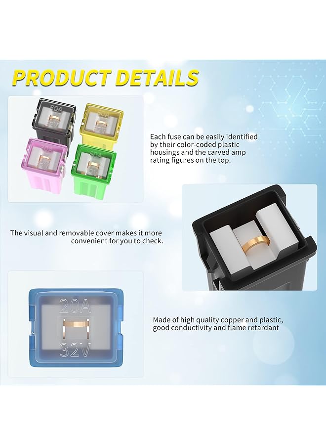 Excefore 36 Pcs Jcase Fuse Automotive Tall/Standard And Low Profile Jcase Box Shaped Fuses Assortment Kit (20A, 30A, 40A, 50A, 60A, 80A) For Ford Chevy/Gm Nissan And Toyota Pickup Trucks Cars Suvs - Image 2