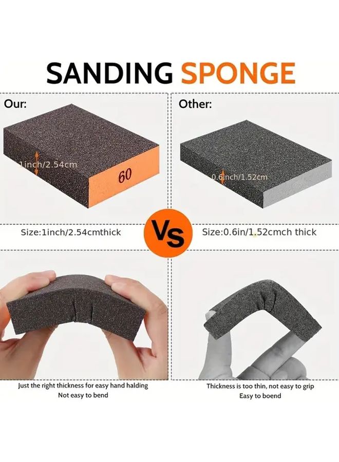 120 Grit Washable Reusable Sanding Sponge Block For Wood Metal Drywall - Image 3