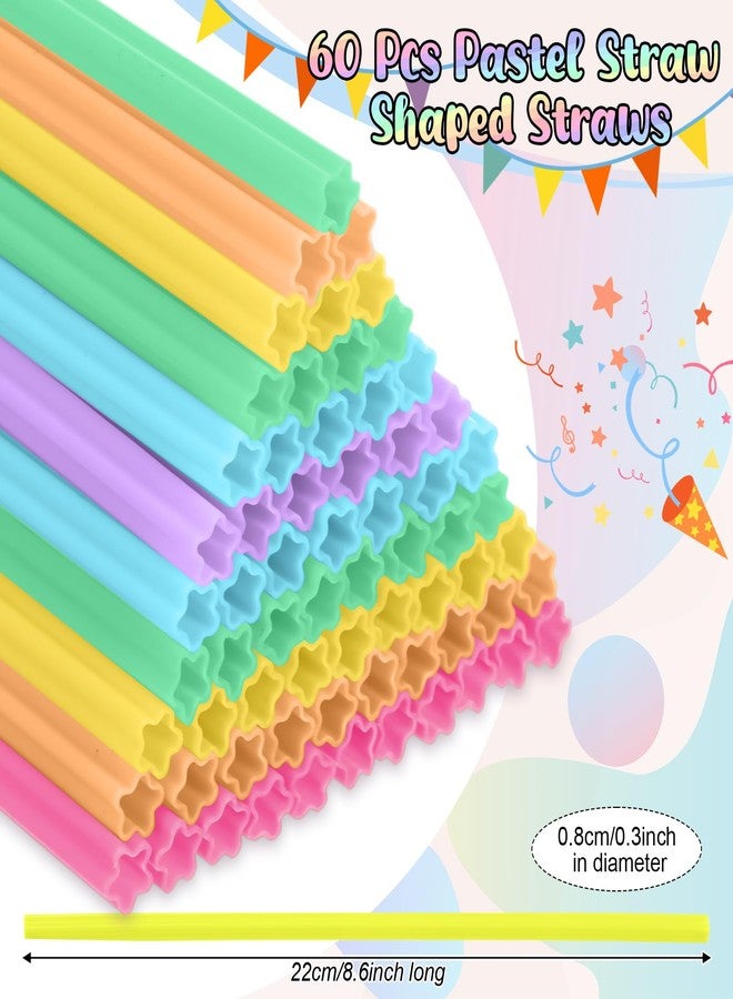 Potchen 60 Pcs Colorful Star Shaped Plastic Straws Disposable Drinking Cute Straw for Beverage Cocktail Birthday Party Baby Shower Wedding Decorations (Light Color) - Image 3