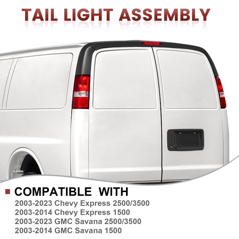 CONLLCON Tail lights Assembly Smoke Lens Compatible with 2003-2014 Chevy Express 1500 2003-2023 GMC Savana Chevrolet Express 2500 3500 Taillights Replacement for â€Ž84216114 23338319 84639024 23338320 - Image 2