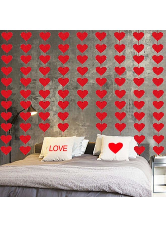 Partyprops 72 Red Hearts Felt Garland - NO DIY - Valentines Day Red Heart Hanging String Garland - Valentines Day Decor - Valentine Decorations - Valentines Wedding Anniversary Birthday Party Supplies - Image 3