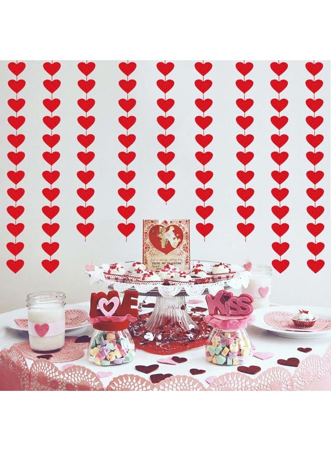 Partyprops 72 Red Hearts Felt Garland - NO DIY - Valentines Day Red Heart Hanging String Garland - Valentines Day Decor - Valentine Decorations - Valentines Wedding Anniversary Birthday Party Supplies - Image 4
