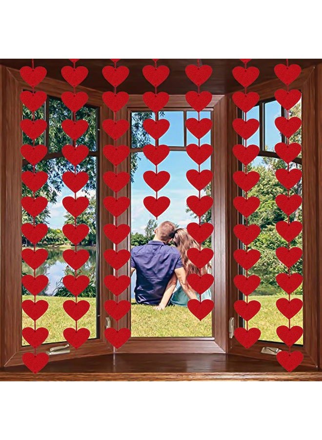 Partyprops 72 Red Hearts Felt Garland - NO DIY - Valentines Day Red Heart Hanging String Garland - Valentines Day Decor - Valentine Decorations - Valentines Wedding Anniversary Birthday Party Supplies - Image 1